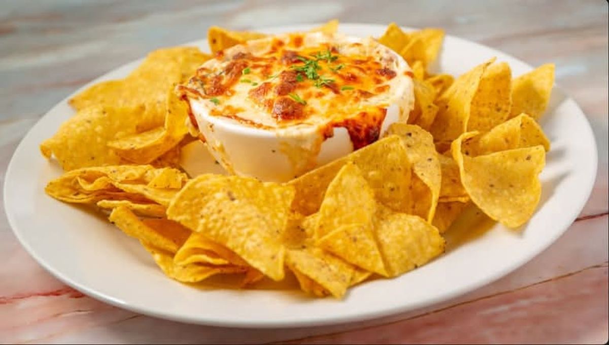 Hot Lobster and Spinach Dip with tortilla chips