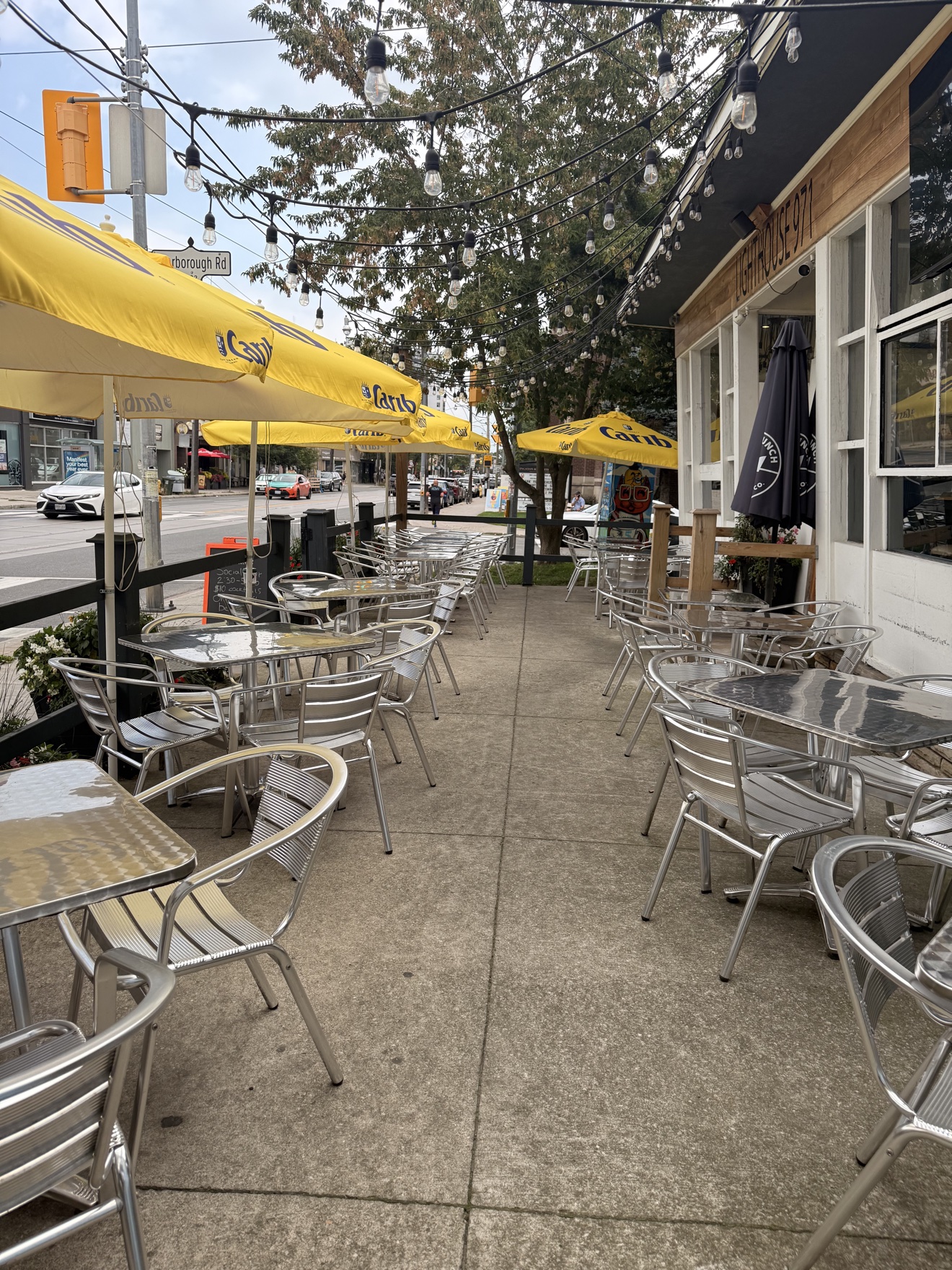 The sunny patio at Lighthouse 971 on Kingston Road