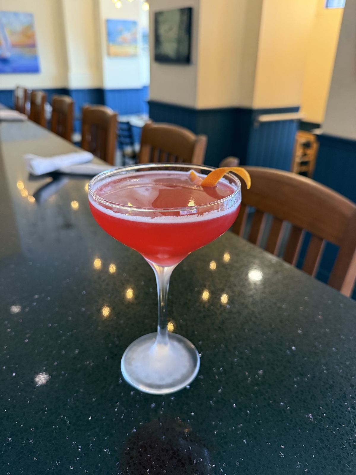 A cocktail on the bar at Lighthouse 971